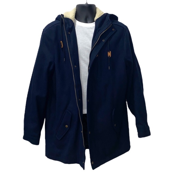 Old Navy Winter Coat w/ Fleece Lined Hood (Size: L, Color: Navy Blue) - Picture 1 of 3
